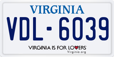 VA license plate VDL6039