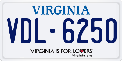 VA license plate VDL6250