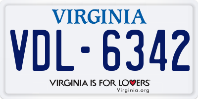 VA license plate VDL6342
