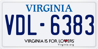 VA license plate VDL6383