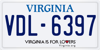 VA license plate VDL6397