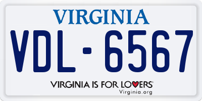 VA license plate VDL6567