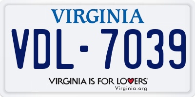 VA license plate VDL7039