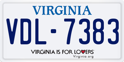 VA license plate VDL7383