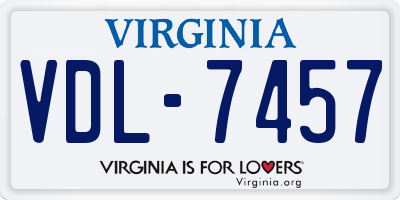 VA license plate VDL7457