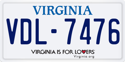 VA license plate VDL7476
