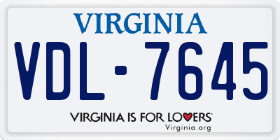 VA license plate VDL7645