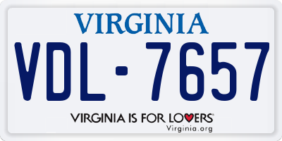 VA license plate VDL7657