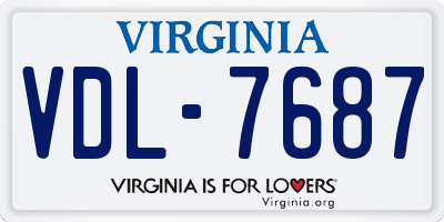 VA license plate VDL7687