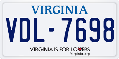 VA license plate VDL7698