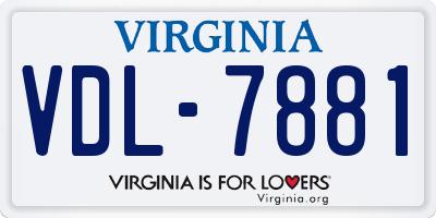 VA license plate VDL7881