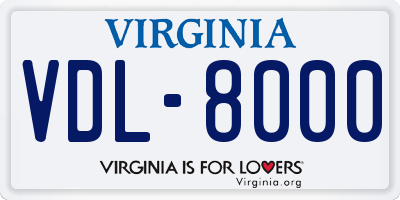 VA license plate VDL8000