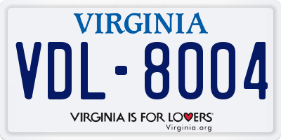 VA license plate VDL8004