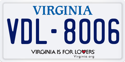 VA license plate VDL8006