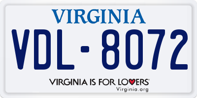VA license plate VDL8072
