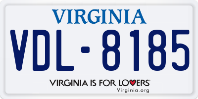 VA license plate VDL8185