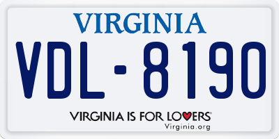 VA license plate VDL8190