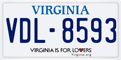 VA license plate VDL8593
