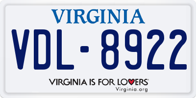 VA license plate VDL8922