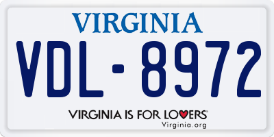 VA license plate VDL8972