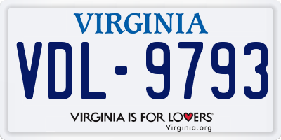 VA license plate VDL9793