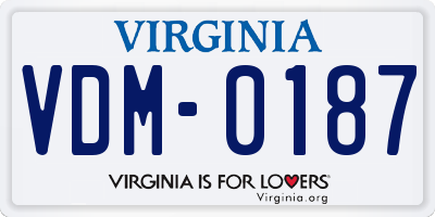 VA license plate VDM0187