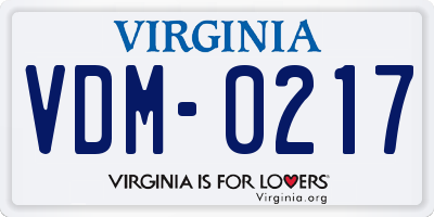 VA license plate VDM0217