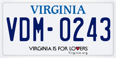VA license plate VDM0243