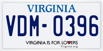 VA license plate VDM0396