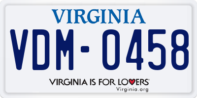 VA license plate VDM0458