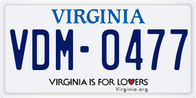 VA license plate VDM0477