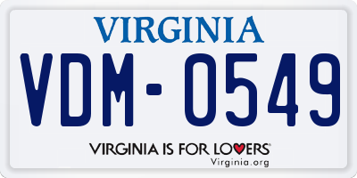 VA license plate VDM0549