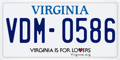 VA license plate VDM0586