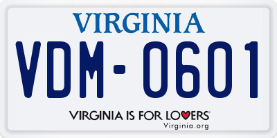 VA license plate VDM0601