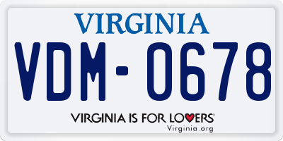 VA license plate VDM0678