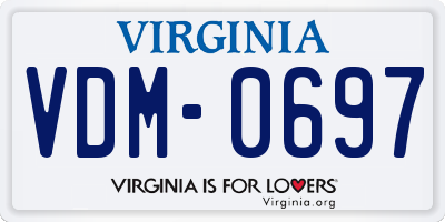 VA license plate VDM0697