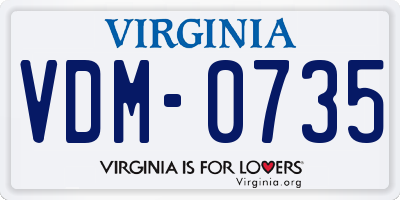 VA license plate VDM0735