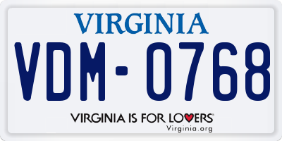 VA license plate VDM0768