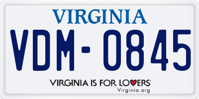 VA license plate VDM0845