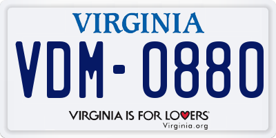 VA license plate VDM0880