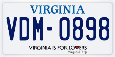 VA license plate VDM0898