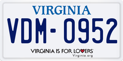 VA license plate VDM0952