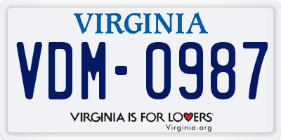 VA license plate VDM0987