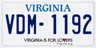 VA license plate VDM1192