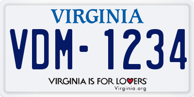 VA license plate VDM1234