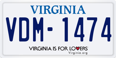 VA license plate VDM1474