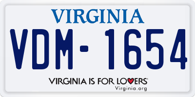VA license plate VDM1654