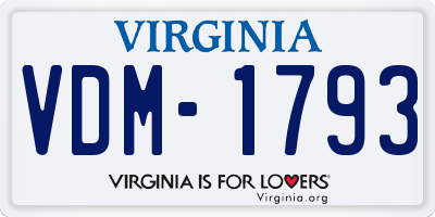 VA license plate VDM1793