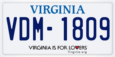 VA license plate VDM1809