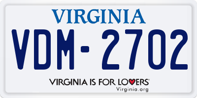 VA license plate VDM2702